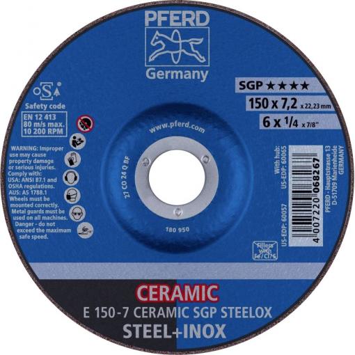 PFERD TOOLS 69901759 E 150-7 CERAMIC SGP STEELOX brusný kotouč lomený Průměr 150 mm Ø otvoru 22.23 mm nerezová ocel, ocel 10 ks