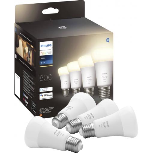 Philips Hue sada 4 LED žárovek 871951431914100 Energetická třída (EEK2021): F (A - G) Hue White Viererpack 4x800lm 60W E27 36 W teplá bílá