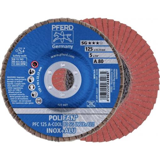 PFERD TOOLS 67758125 PFC 125 A-COOL 80 SG INOX+ALU vějířovitý brusný kotouč Průměr 125 mm Ø otvoru 22.23 mm Zrnitost 80 hliník, neželezné kovy, nerezová ocel
