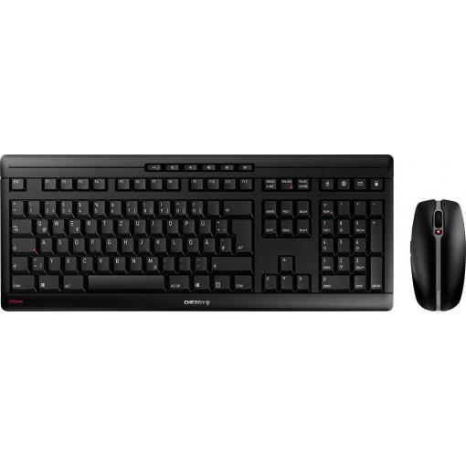 CHERRY Stream bezdrátový, bezdrátový sada klávesnice a myše německá, QWERTZ černá