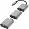Hama 00200306 USB-C® / Mini-DisplayPort / HDMI / VGA adaptér [1x USB-C® zástrčka - 1x mini DisplaPort zásuvka, HDMI zásuvka, VGA zásuvka] šedá