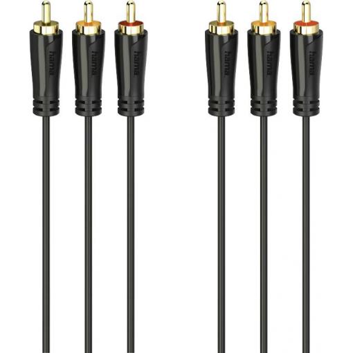 Hama cinch AV kabel [3x cinch zástrčka - 3x cinch zástrčka] 1.5 m černá
