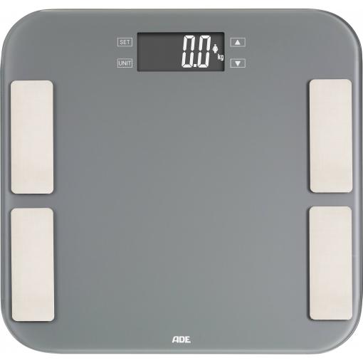 ADE Malou váha s diagnostikou tělesných parametrů Max. váživost=150 kg šedá