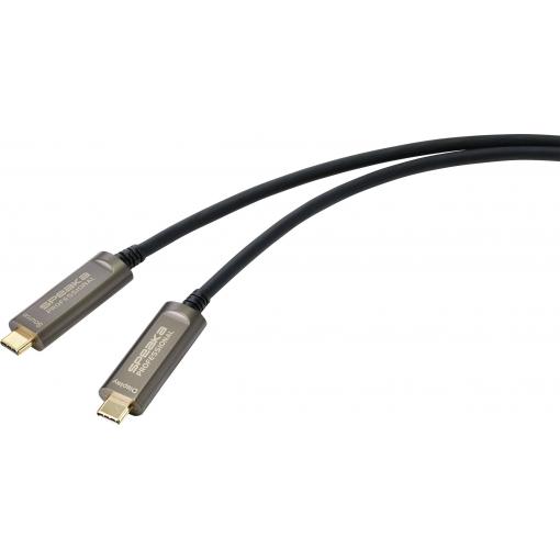 SpeaKa Professional USB-C® kabel USB-C ® zástrčka, USB-C ® zástrčka 15.00 m černá SP-9505616 krytí TPE Kabel pro displeje USB-C®