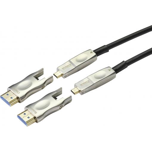 SpeaKa Professional HDMI kabelový adaptér Zástrčka HDMI-A, Zástrčka HDMI Micro-D, Zástrčka HDMI-A, Zástrčka HDMI Micro-D 20.00 m černá SP-9538580 4K UHD, PVC