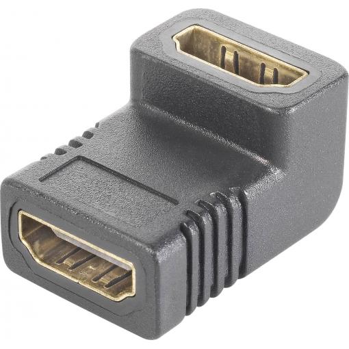 SpeaKa Professional SP-9564944 HDMI adaptér [1x HDMI zásuvka - 1x HDMI zásuvka] černá pozlacené kontakty, 90° zatočeno nahoru 0.00 m