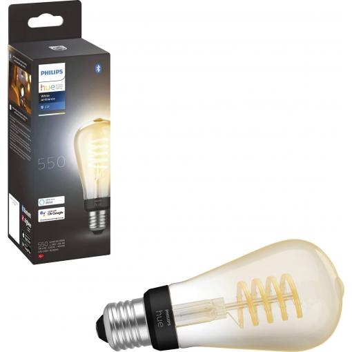 Philips Hue LED žárovka 871951430146700 Energetická třída (EEK2021): G (A - G) Hue White Ambiance Einzelpack Edison ST64 Filament 300lm E27 7 W teplá až