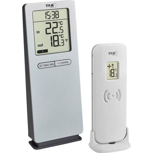 TFA Dostmann Funk-Thermometer LOGOneo bezdrátový digitální teploměr stříbrná 30.3071.54