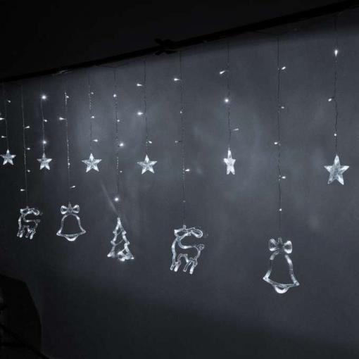 Vánoční světelný závěs se sobem 138 LED, studená bílá, 3 m