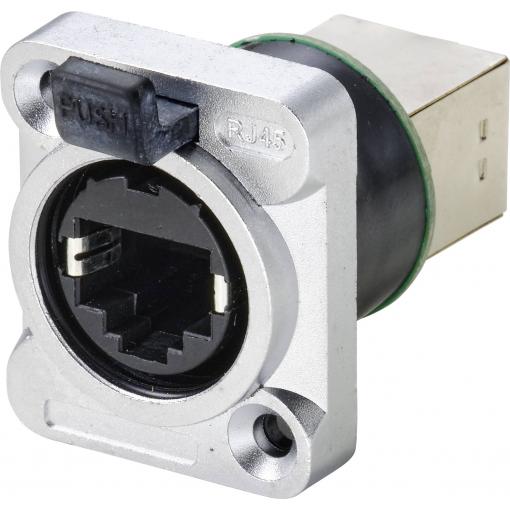TRU COMPONENTS TC-9554640 Datový konektor RJ45 zásuvka, rovná Počet pólů 8P8C niklová 1 ks