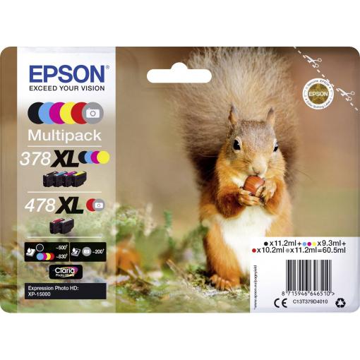Epson Ink T379D4, 378XL, 478XL originál kombinované balení černá, azurová, purppurová, žlutá, červená, šedá C13T379D4010
