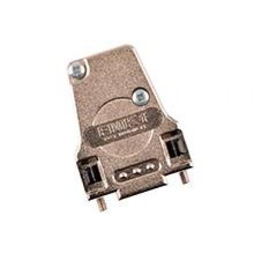 Molex 1727040095 FCT Metal Backshell for D-Sub Connector, Shell Size 1, 45° Angle Cable Outlet, Large Inner Chamber, with Rubber Bushing and Locking Screws
