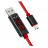 Kabel USB 3.0 konektor USB A / USB-C 1m s voltmetrem a ampérmetrem,RED
