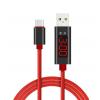 Kabel USB 3.0 konektor USB A / USB-C 1m s voltmetrem a ampérmetrem,RED