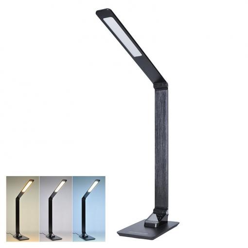 Solight LED stolní lampička stmívatelná, 8W,  display, změna chromatičnosti, hliník, černá - WO59-B