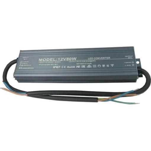 LED driver 12 V DC / 80 W, IP67, 165 × 45 × 21 mm