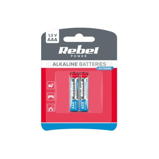 Baterie AAA (R03) alkalická REBEL EXTREME Alkaline Power 2ks / blistr BAT0090B