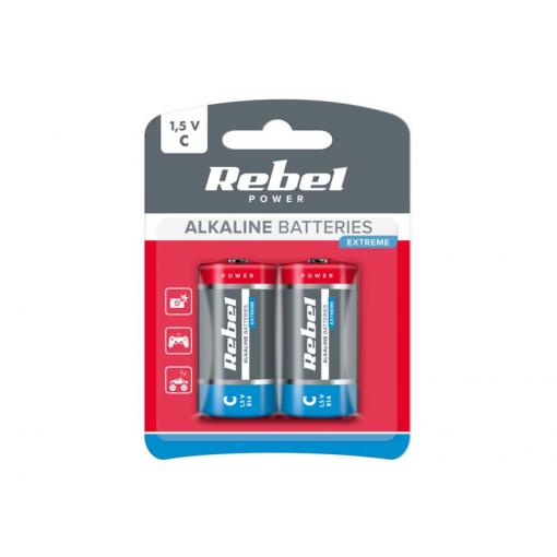Baterie C (R14) alkalická REBEL EXTREME Alkaline Power 2ks / blistr BAT0093B