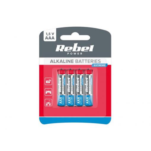 Baterie AAA (R03) alkalická REBEL EXTREME Alkaline Power 4ks / blistr BAT0096B