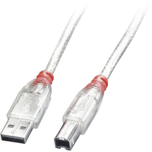 LINDY USB kabel USB 2.0 USB-A zástrčka, USB-B zástrčka 0.20 m transparentní 41750