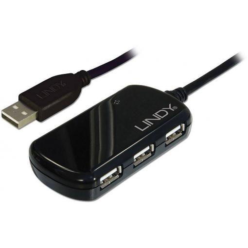 LINDY 42781 USB Hub 4 porty USB-A USB 2.0 480 MBit/s se zabudovaným repeaterem vícebarevná Lindy USB 2.0 Active Extension Pro 4 Port Hub