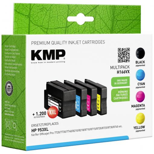 KMP Ink náhradní HP 953XL kompatibilní kombinované balení černá, azurová, purppurová, žlutá H166VX 1747,4005