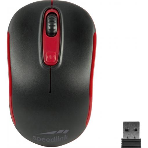 SpeedLink CEPTICA optická myš, přenos bezdrátový, 3 tlačítko, 1600 dpi, černá, červená