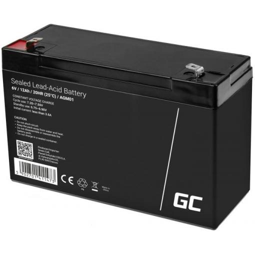 Green Cell Green Cell - USV-Akku - 1 x Batterie - Sealed Lead Acid (SLA) AGM01 olověný akumulátor 6 V 12 Ah olověný se skelným rounem (š x v x h) 151 x 94 x 50