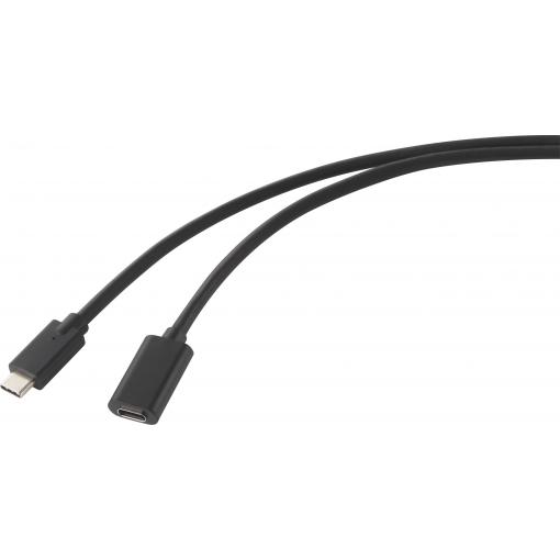 Renkforce USB kabel USB 3.2 Gen2x2 USB-C ® zástrčka, USB-C ® zásuvka 1.00 m černá PVC plášť RF-4755220
