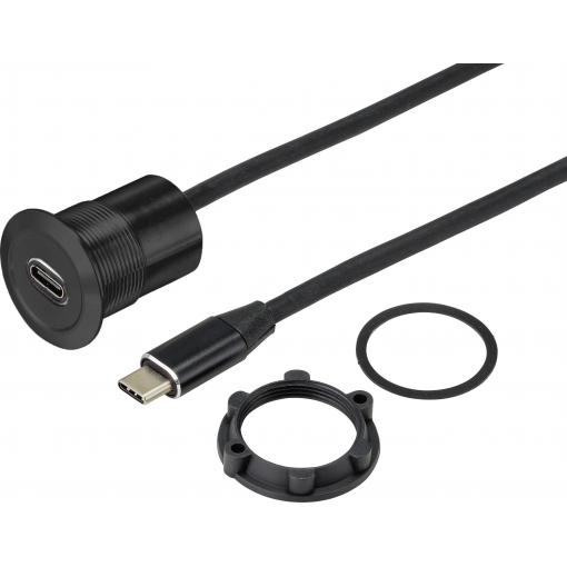 TRU COMPONENTS TC-9534348 Vestavná USB zásuvka zásuvka, vestavná Tloušťka panelu 1-10 mm Množství: 1 ks