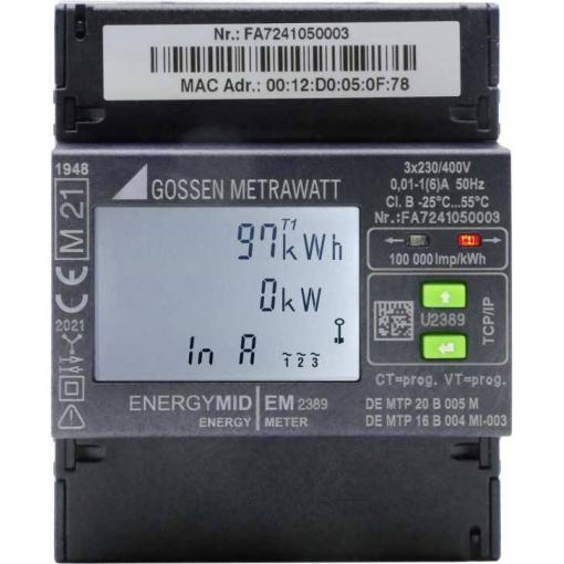 Gossen Metrawatt U2389-V047 třífázový elektroměr s připojením měniče digitální 5 A Úředně schválený: Ano 1 ks