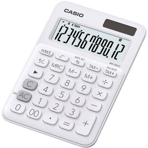 Casio MS-20UC stolní kalkulačka, displej (počet míst) 12, solární napájení, na baterii, bílá