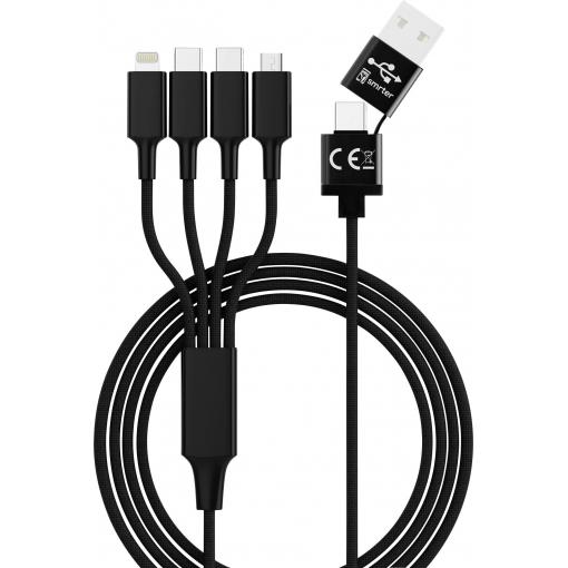 Smrter Nabíjecí kabel USB USB-A zástrčka, USB-C ® zástrčka, USB-C ® zástrčka, Apple Lightning konektor, USB Micro-B zástrčka 1.20 m černá SMRTER_ELITE_C_BK