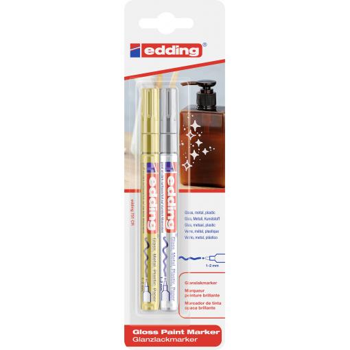 Edding 751 4-751-2-1-53-54 popisovač na laky zlatá, stříbrná 1 mm, 2 mm
