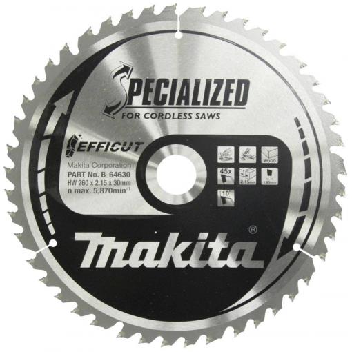 Makita Makita Specialized EFFICUT - Kreissägeblatt - für Holz, Metall B-64630 pilový kotouč 260 x 30 x 2.15 mm Počet zubů (na palec): 45 1 ks