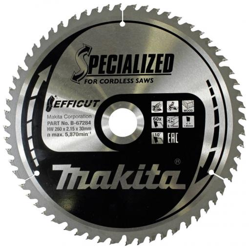 Makita B-67284 pilový kotouč 260 x 30 x 2.15 mm Počet zubů (na palec): 60 1 ks