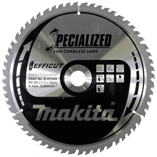 Makita Makita Specialized EFFICUT - Kreissägeblatt - für Holz, Metall B-67309 pilový kotouč 305 x 30 x 2.15 mm Počet zubů (na palec): 60 1 ks