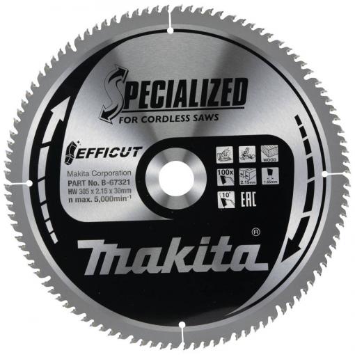 Makita Makita Specialized EFFICUT - Kreissägeblatt - für Holz B-67321 pilový kotouč 305 x 30 x 2.15 mm Počet zubů (na palec): 100 1 ks
