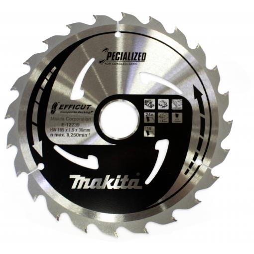 Makita Makita Specialized EFFICUT - Kreissägeblatt - für WPC (Wood-Plastic-Composites) E-12239 pilový kotouč 185 x 30 x 1.5 mm Počet zubů (na palec): 24 1 ks
