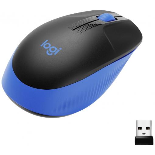 Logitech M190 optická myš, přenos bezdrátový, 3 tlačítko, 1000 dpi, modrá