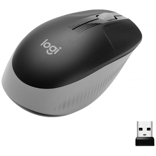 Logitech M190 optická myš, přenos bezdrátový, 3 tlačítko, 1000 dpi, středně šedá