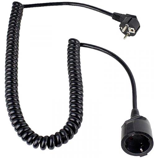 AS Schwabe 70425 napájecí prodlužovací kabel, černá, 4 m, spirálový kabel