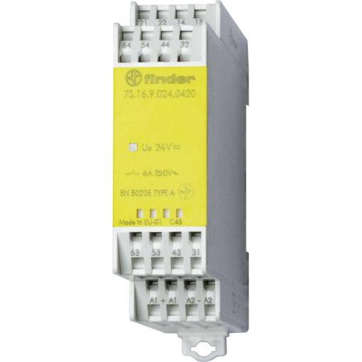 Finder 7S.16.9.024.5420 průmyslové relé Jmenovité napětí: 24 V/DC Spínací proud (max.): 6 A 4 spínací kontakty, 2 rozpínací kontakty 1 ks