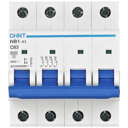 Chint 179750 NB1-63 4P C50 6kA DB elektrický jistič 4pólový 50 A 240 V, 415 V