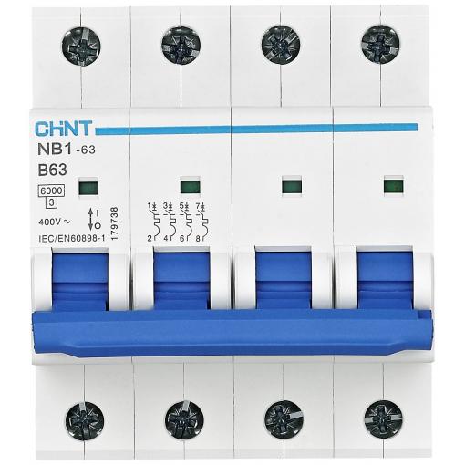 Chint 179727 NB1-63 4P B13 6kA DB elektrický jistič 4pólový 13 A 240 V, 415 V