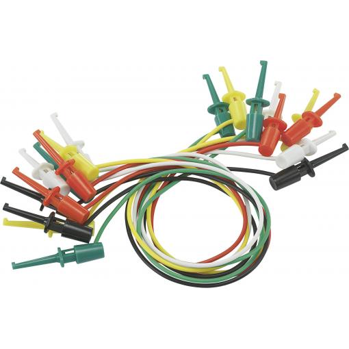 VOLTCRAFT sada měřicích kabelů [krokosvorka - krokosvorka] 0.28 m, černá, červená, zelená, žlutá, bílá, 1 sada