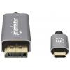 Manhattan DisplayPort / USB-C® kabel Konektor DisplayPort, USB-C ® zástrčka 3.00 m šedá, černá 354851 třížilový stíněný, pozlacené kontakty Kabel DisplayPort