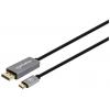 Manhattan DisplayPort / USB-C® kabel Konektor DisplayPort, USB-C ® zástrčka 3.00 m šedá, černá 354851 třížilový stíněný, pozlacené kontakty Kabel DisplayPort