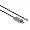 Manhattan DisplayPort / USB-C® kabel Konektor DisplayPort, USB-C ® zástrčka 3.00 m šedá, černá 354851 třížilový stíněný, pozlacené kontakty Kabel DisplayPort