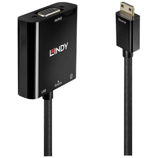 LINDY 38286 HDMI / VGA konvertor [1x mini HDMI zástrčka C - 1x VGA zásuvka] černá  0.1 m